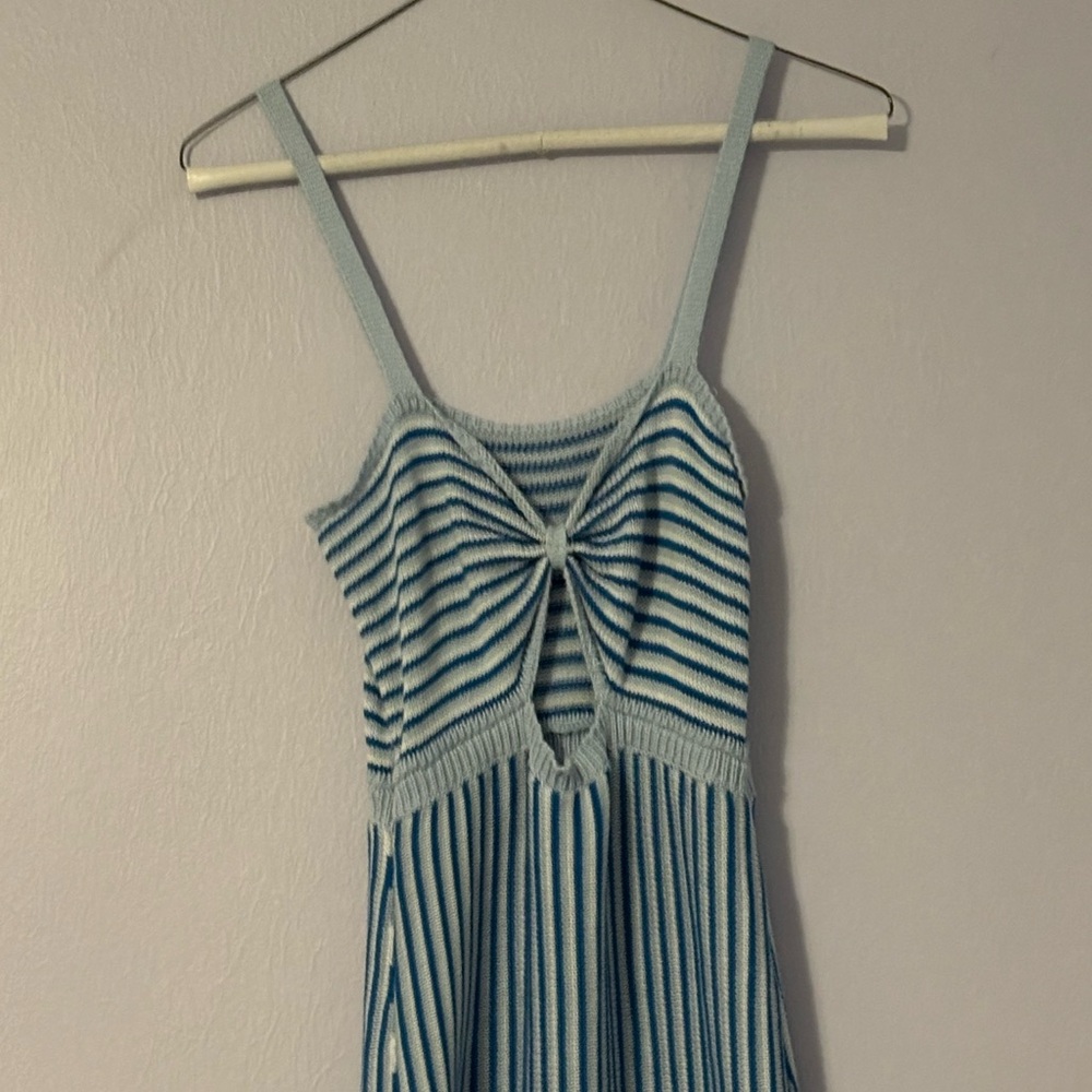 SHEIN Blue and White Striped Crochet Dress - Picture 2 of 12